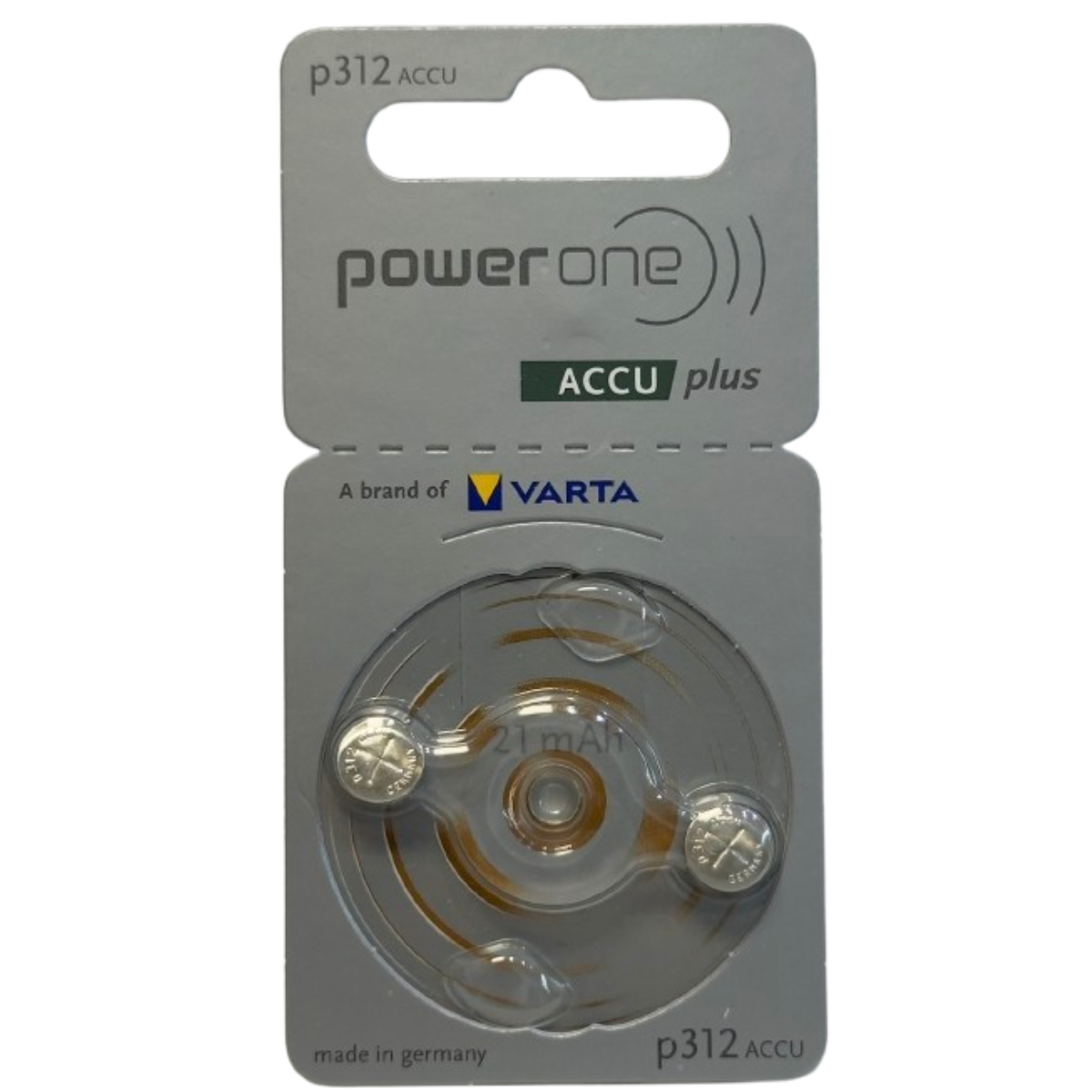 Pack of 2 Rechargeable Batteries for Hearing Aid No. 312 AE