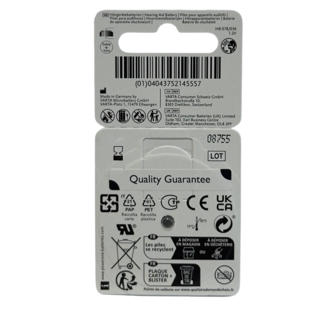 Pack of 2 Rechargeable Batteries for Hearing Aid No. 312 AE