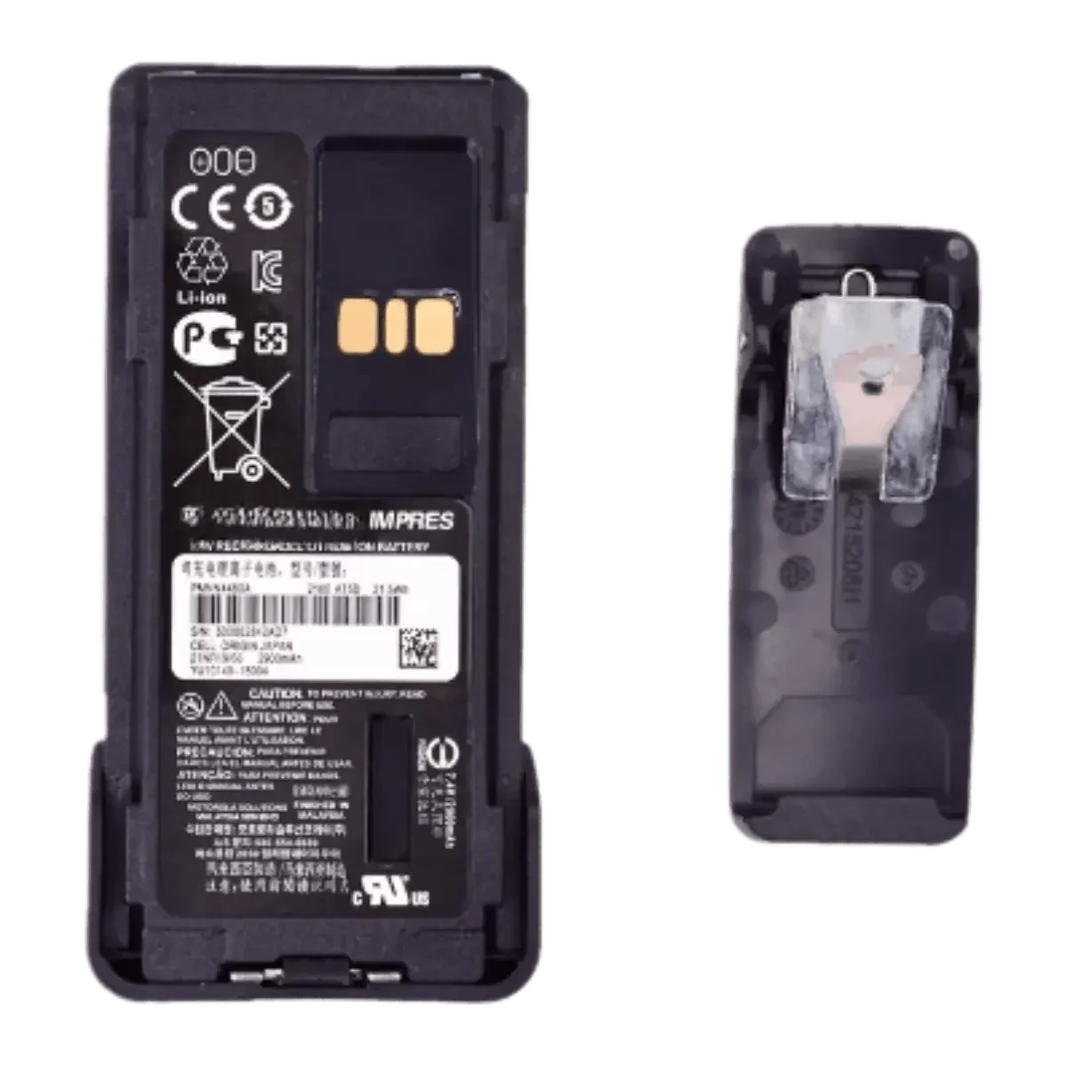 Dos batterie Motorola PMNN4489 avec contacts et étiquette