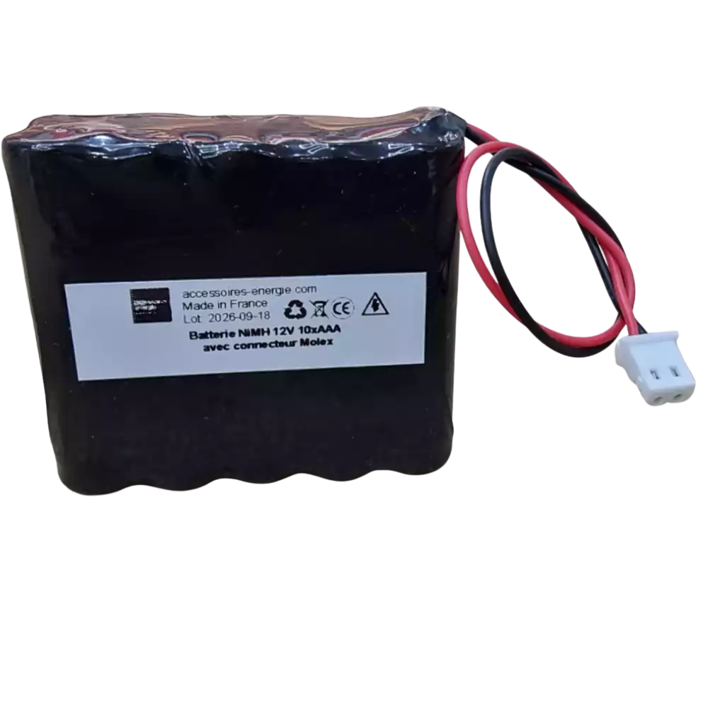 Pack NiMH 12V 800mAh avec fils rouge et noir