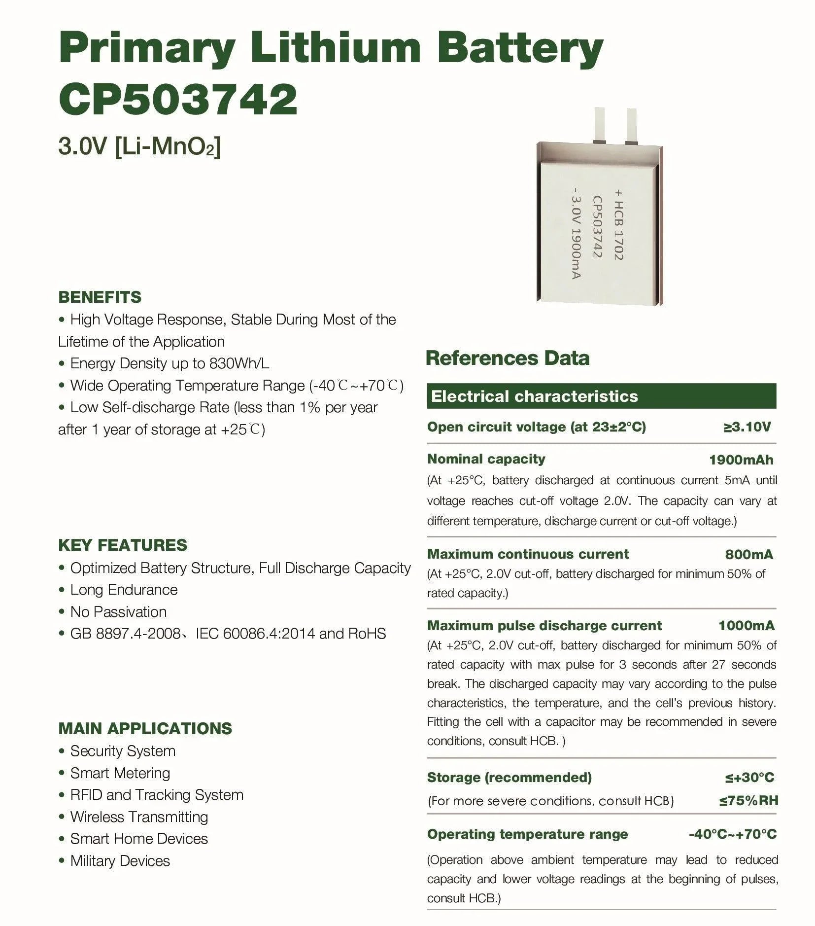 Pile-3V-1900mAh-LiMnO2-Accessoires-Energie-907 - Accessoires Energie