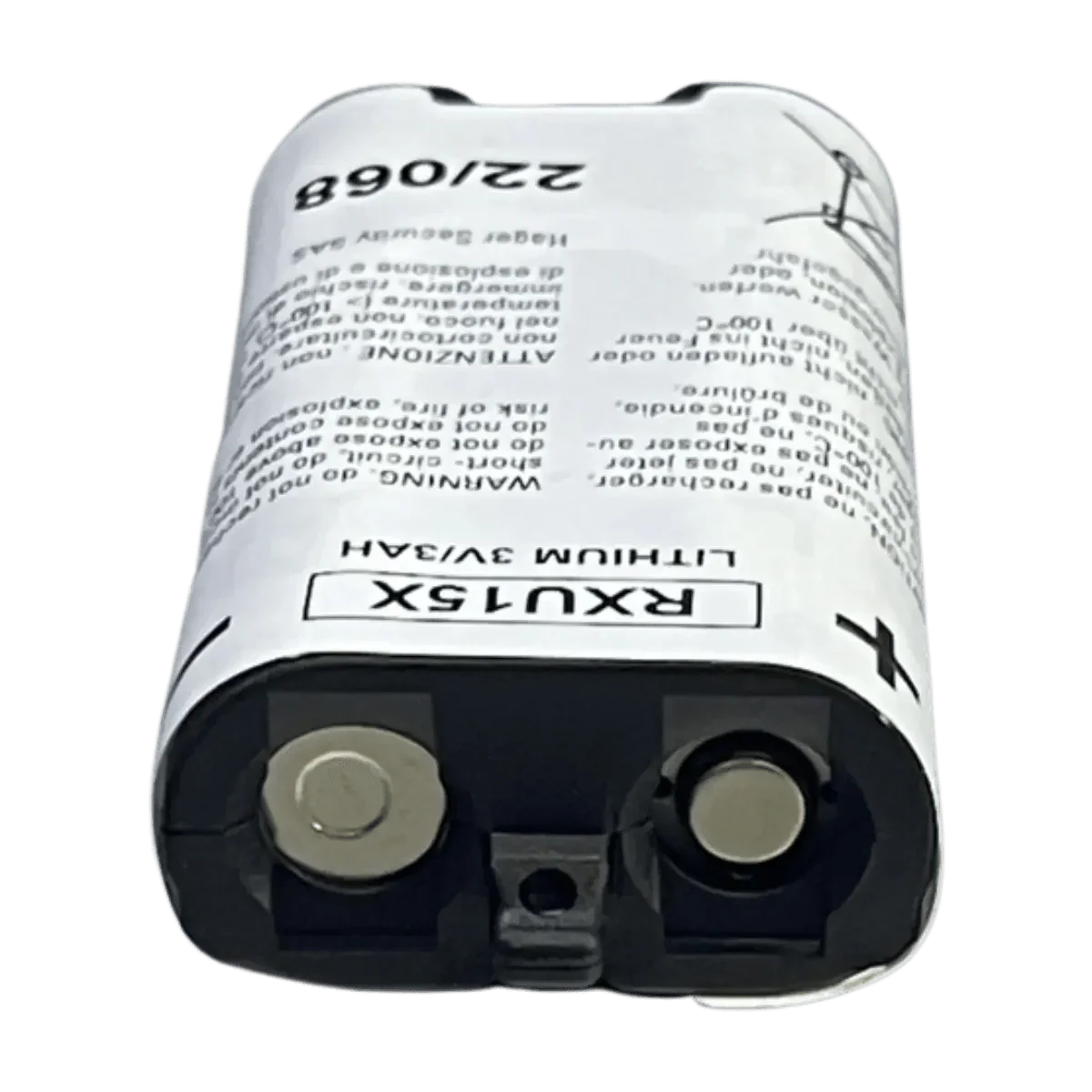 Pile RXU15X d’origine Daitem Hager avec connecteur visible