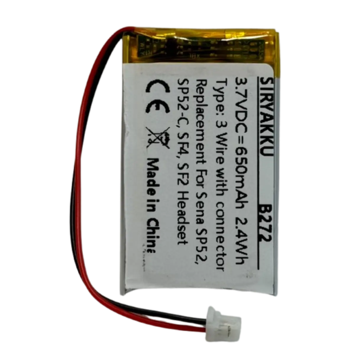 Batterie Li-Po pour intercom Sena SF2, SF4, SP52, SP52-C 3 fils