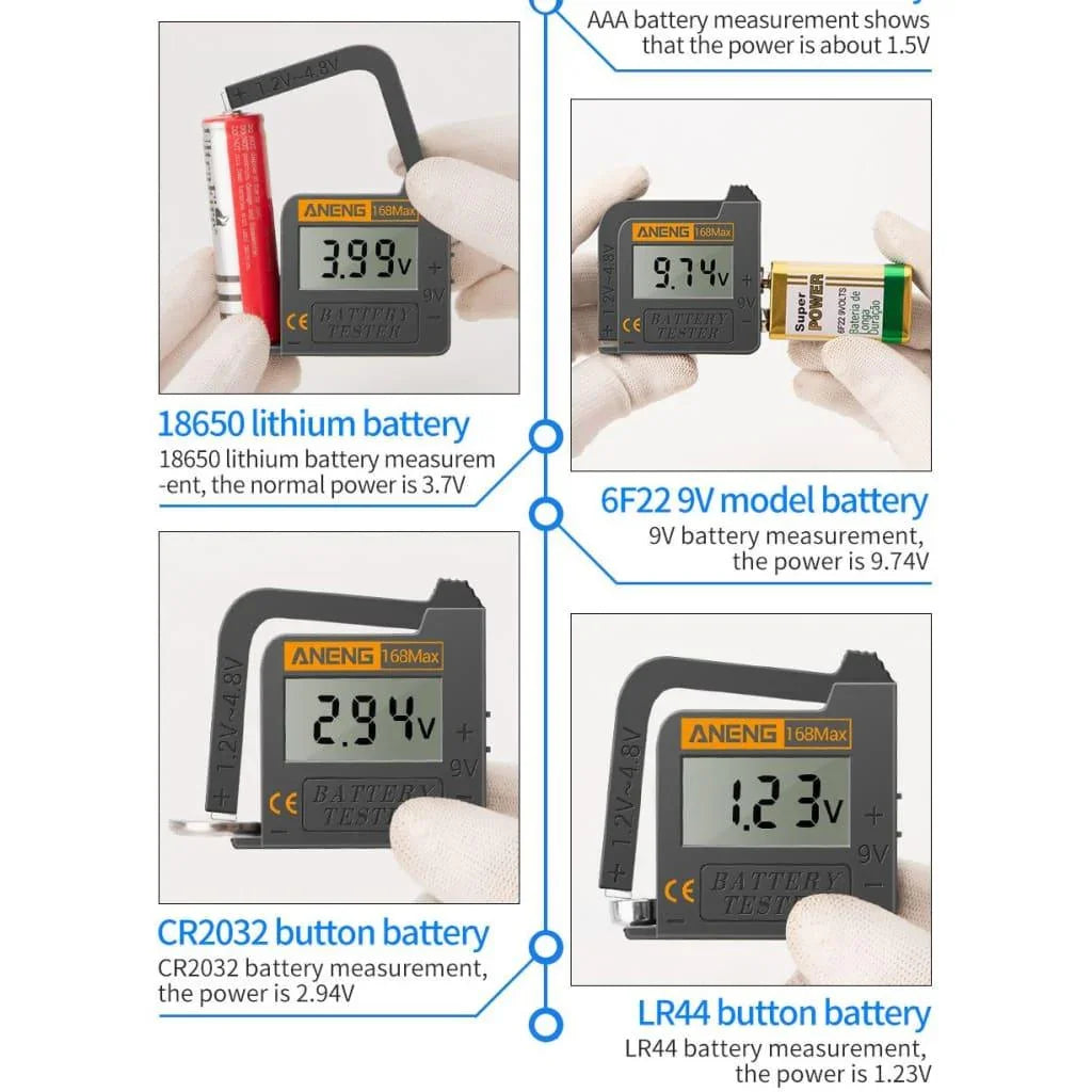 Testeur de Piles Standards Numérique AAA-AA-C-D-9v-3v Accessoires Energie