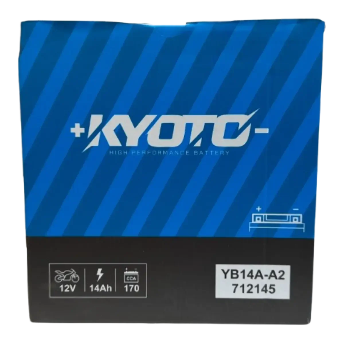 Batterie Moto KYOTO YB14A-A2 12V – Conventionnelle avec Entretien livrée avec Pack Acide