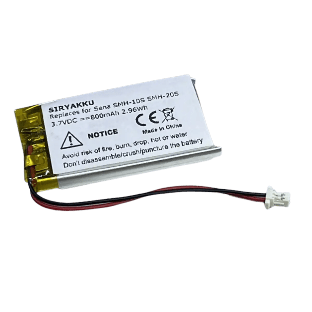 Batterie LiPo YP802542P 3.7V 650mAh pour casque Sena SMH-10S, SMH-20S WTS