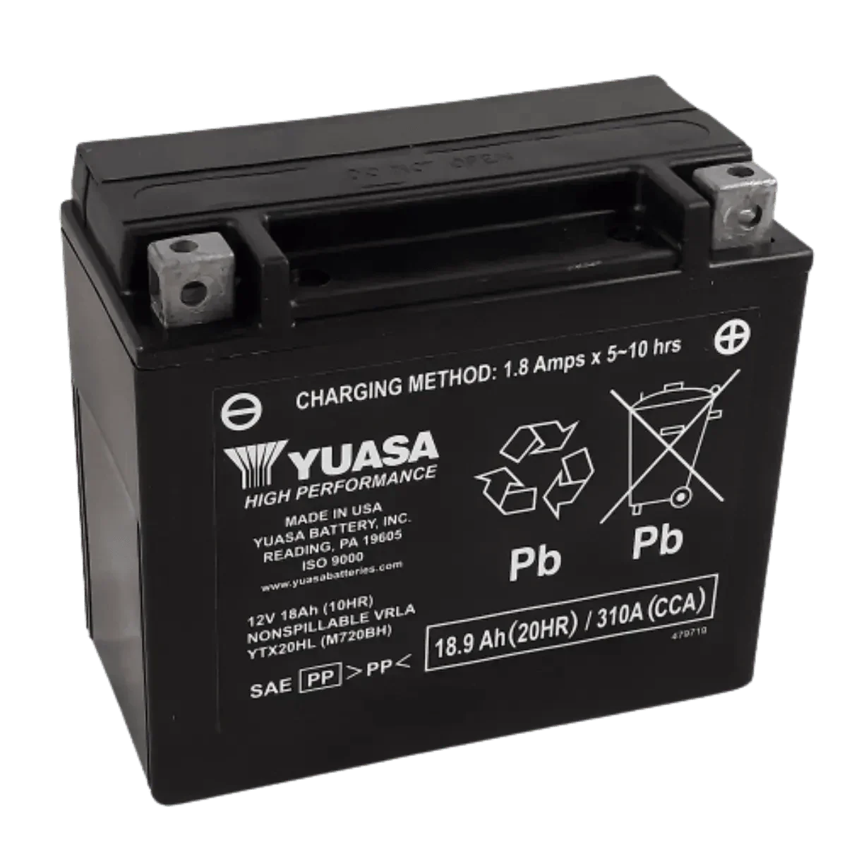 Batterie Moto YUASA YTX20HL 12V AGM – Sans Entretien Prête à l'Emploi