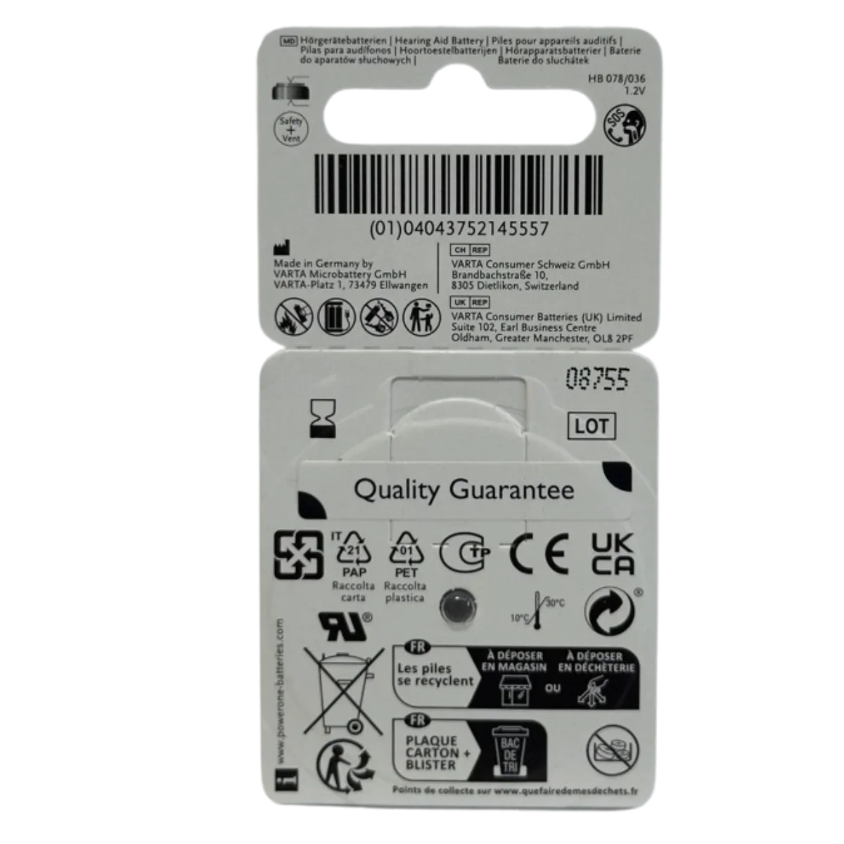 Batterie auditive NiMH 1.2V 21mAh format 312