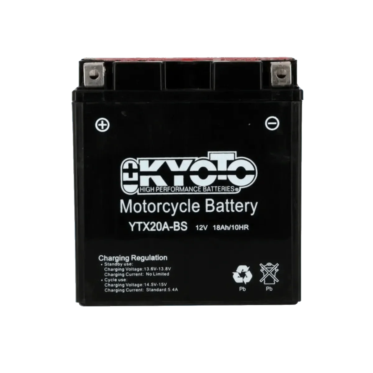 Batterie moto Kyoto GTX20A-BS 12V 18Ah AGM avec pack acide - vue principale