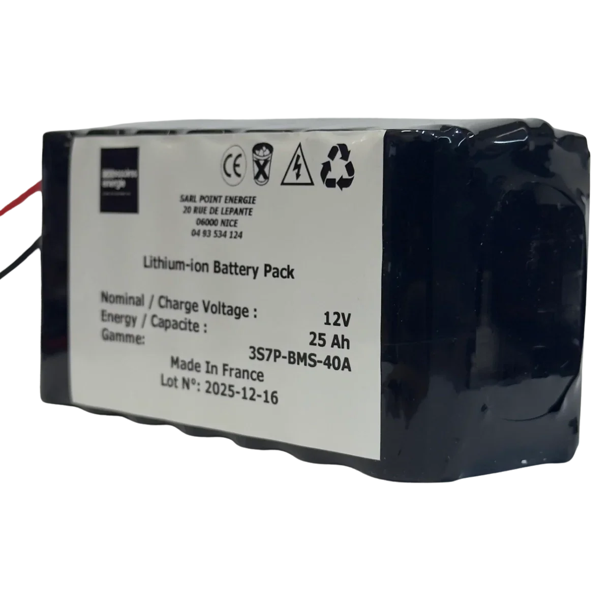 Pack lithium 12V 25Ah 3S7P, autre vue du pack assemblé