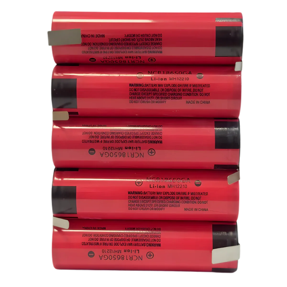 Pack batterie Li-ion 5S2P 18V 7Ah de dix cellules 18650 - vue secondaire de l'assemblage