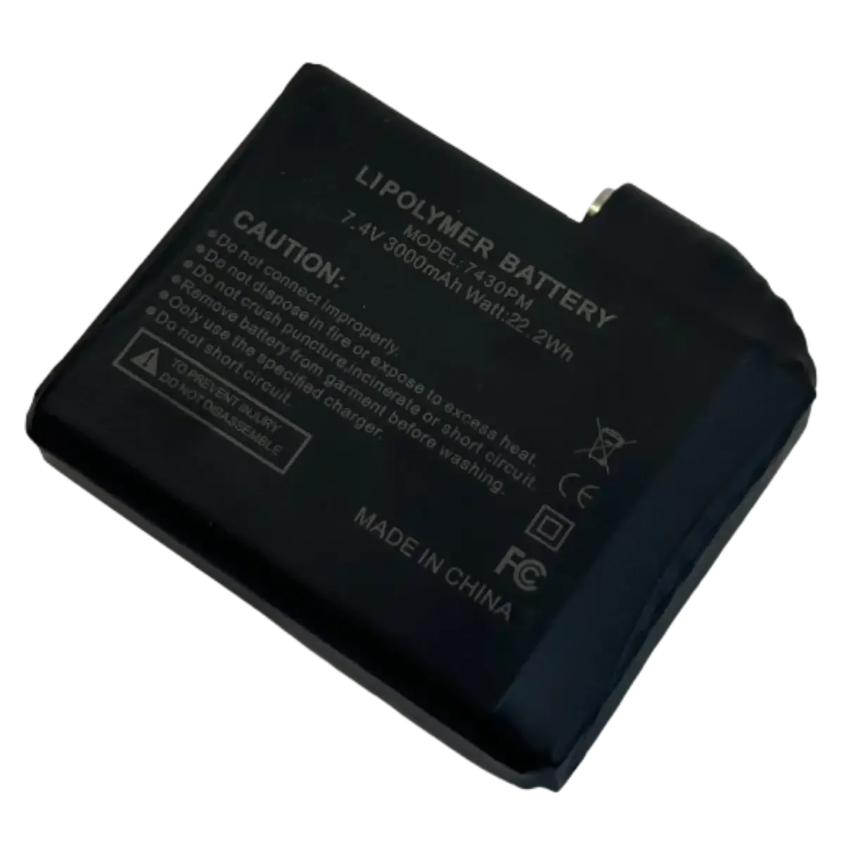 Batterie Li-Po 7,4 V 3000 mAh pour gants chauffants – photo principale