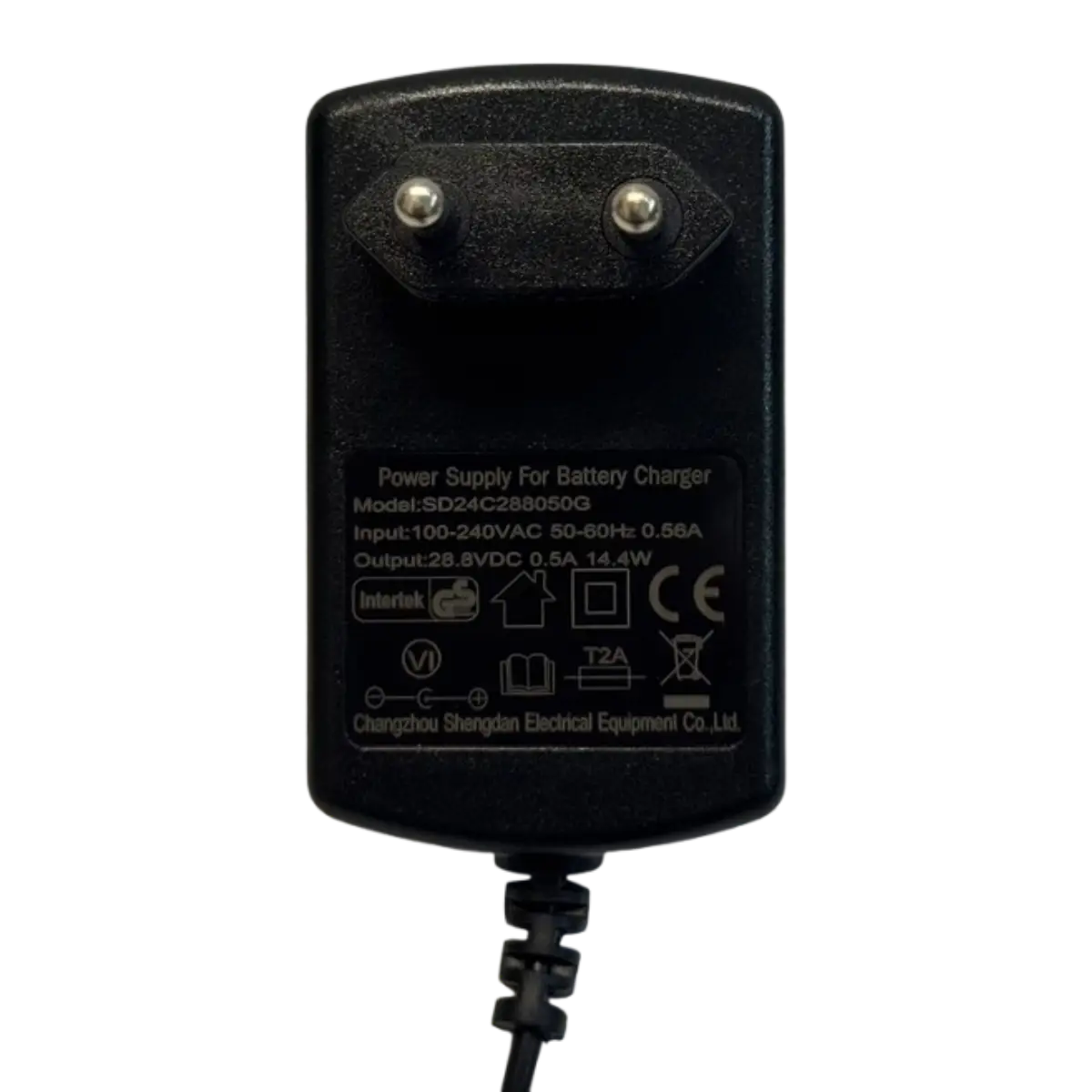 Chargeur 28.8V 0.5A – Compatible voiture électrique enfant – Connecteur 5.5 x 2.5 mm étiquette