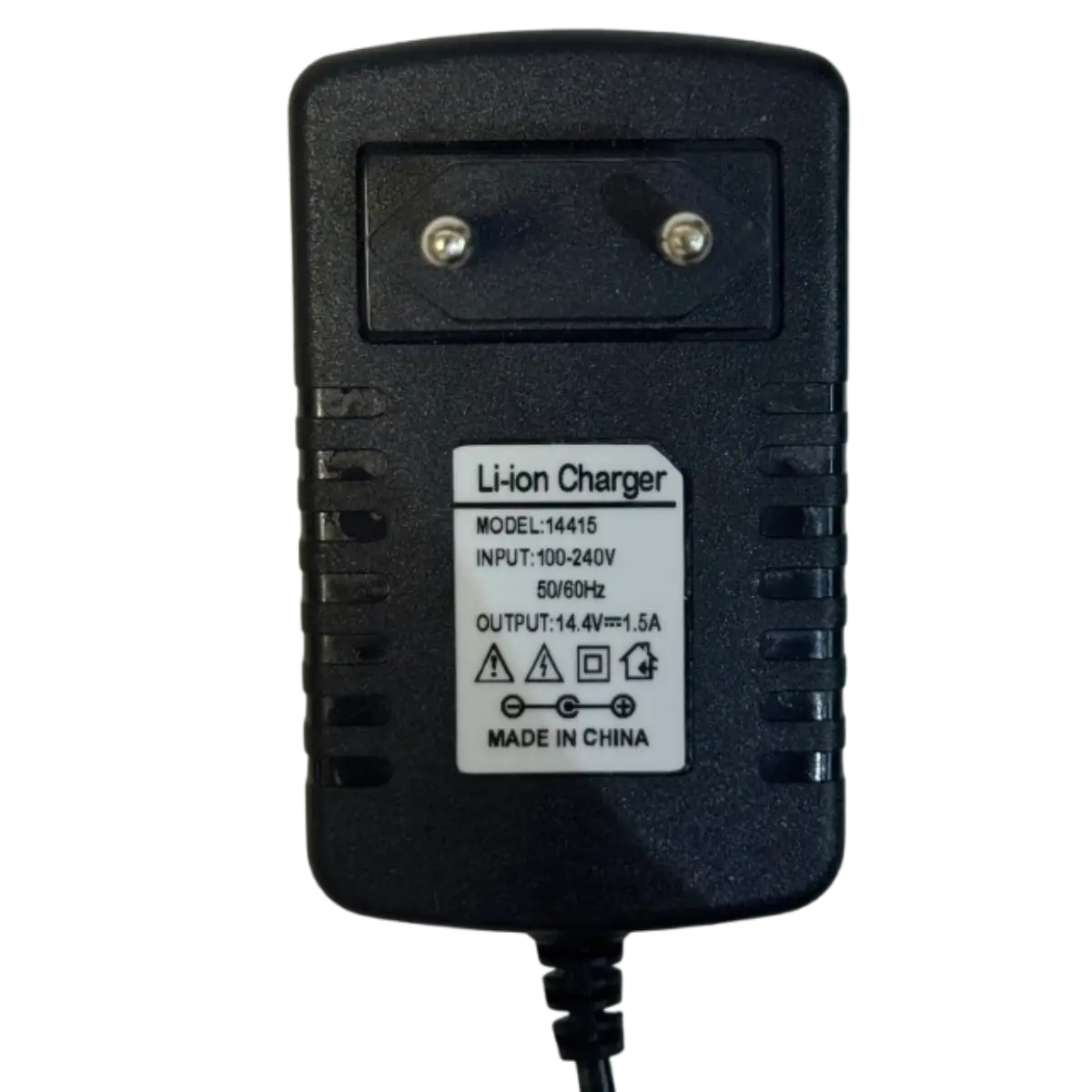 Chargeur Li-ion 14.4V 1.5A – Connecteur 5.5 x 2.5 mm étiquette