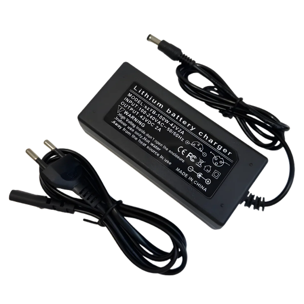 Chargeur 42V 2A universel pour batterie 36V Lithium-ion – Hoverboard, Trottinette, Gyroskate, Gyropod, Skateboard