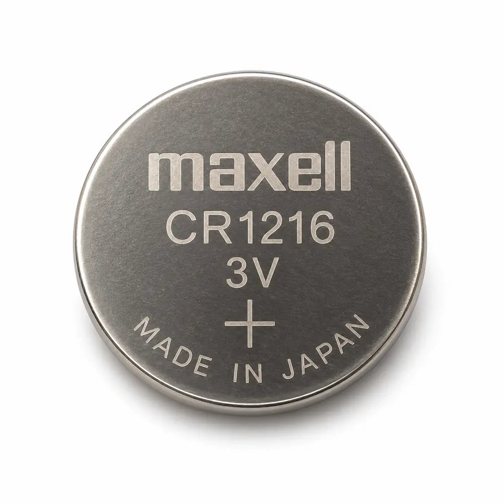 Illustration de pile bouton lithium Maxell CR1216 3 V, vue de face