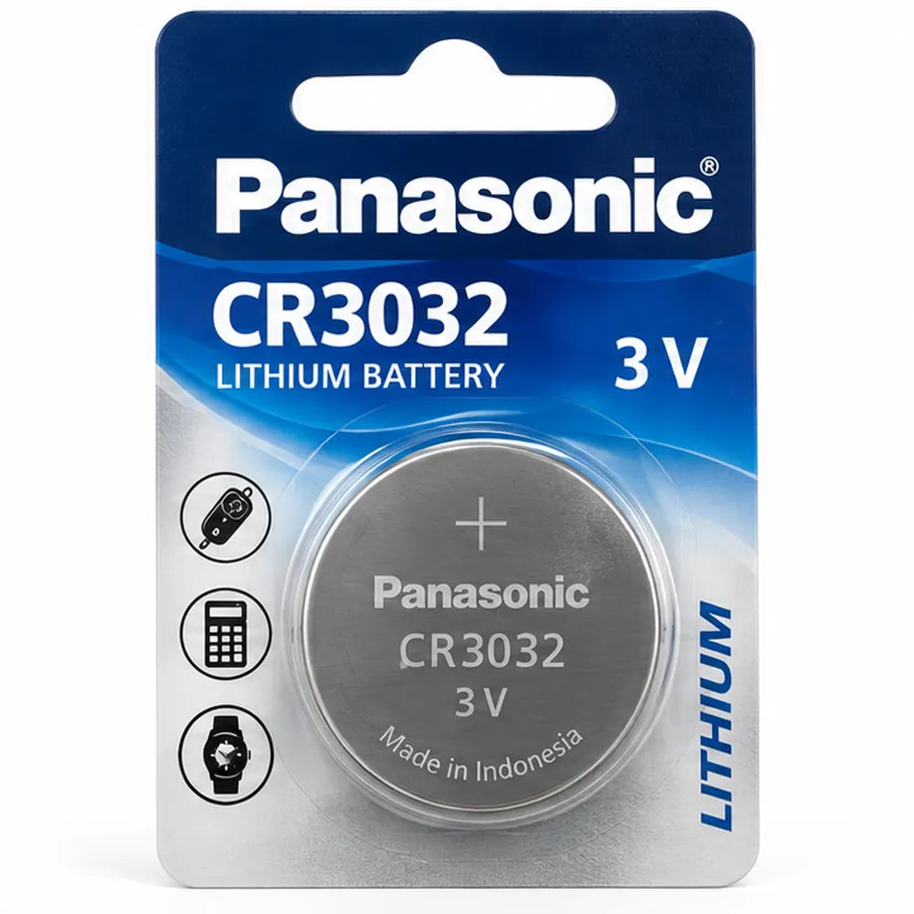 Illustration de pile bouton lithium Panasonic CR3032 3 V, vue de face