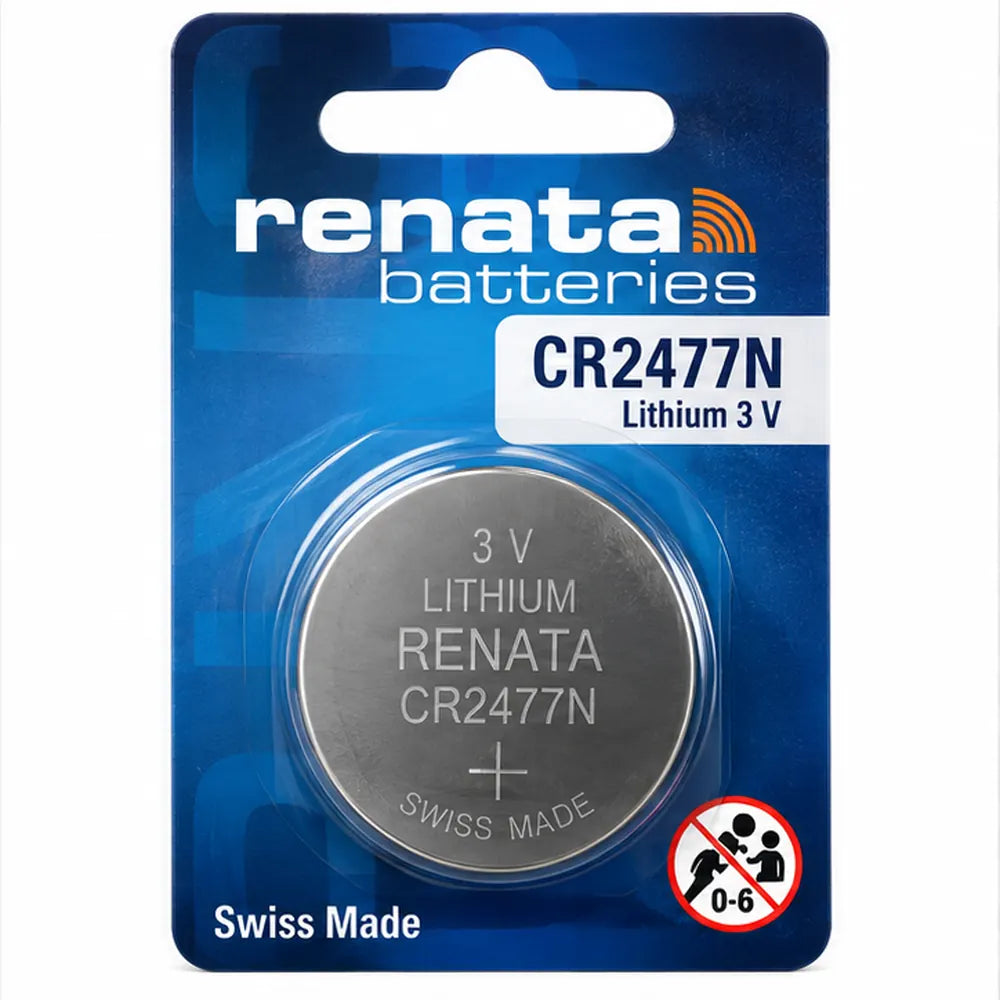Illustration de pile bouton lithium Renata CR2477N 3 V, vue de face