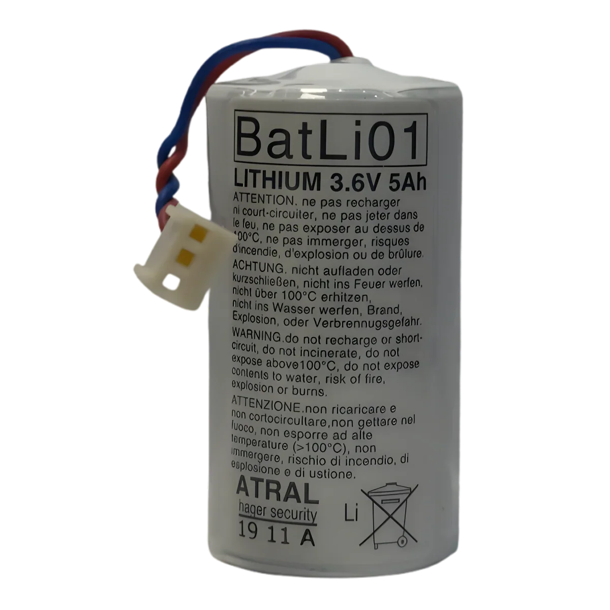 Dimensions pile lithium BATLI01 3.6V 5Ah
