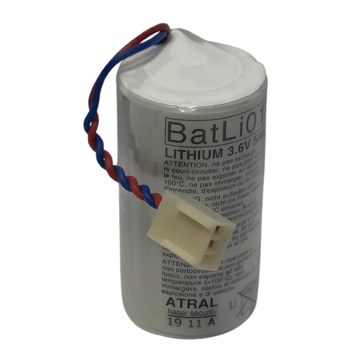 Pile BATLI01 d’origine Hager Daitem Atral avec connecteur visible