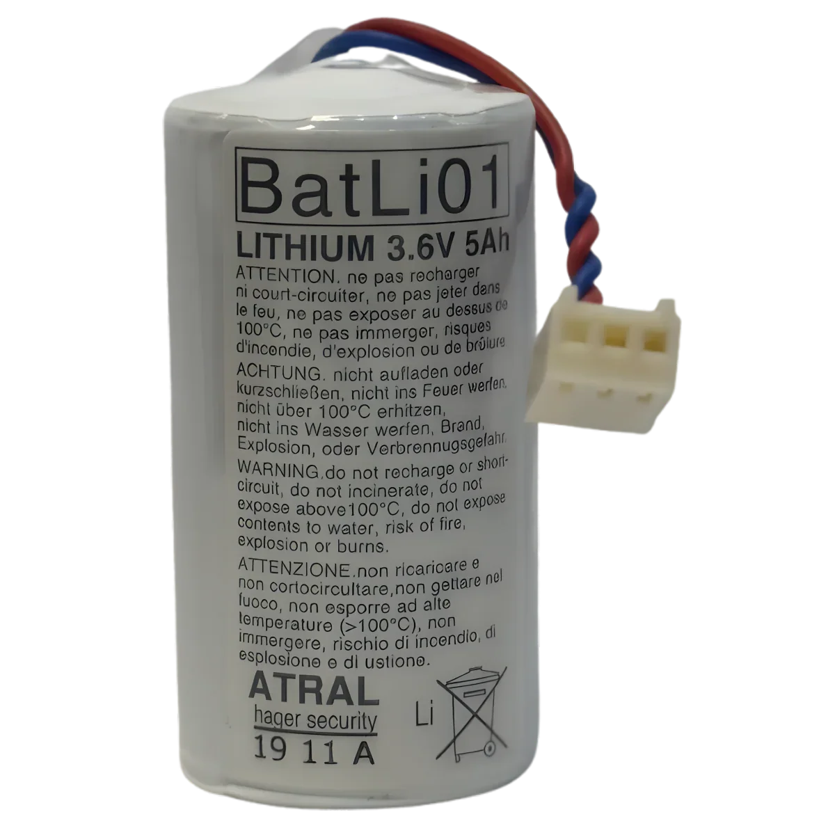 Pile lithium BATLI01 3.6V 5Ah d’origine Hager Daitem Atral