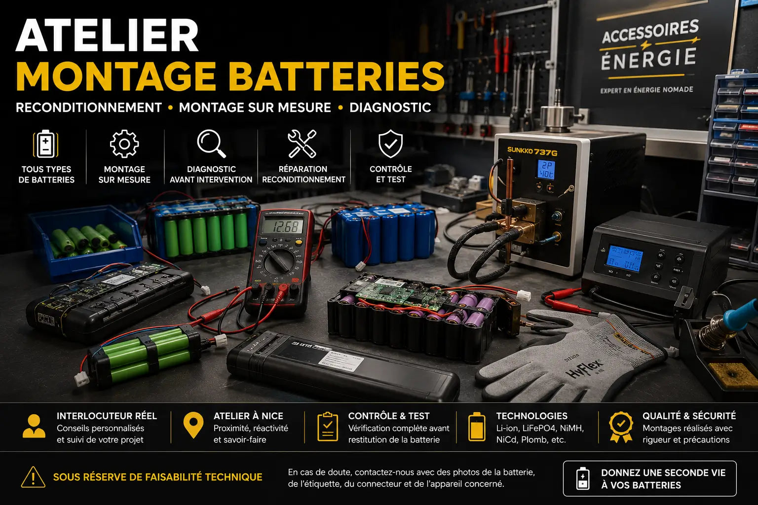 L'Atelier de montage batterie lithium et reconditionnement