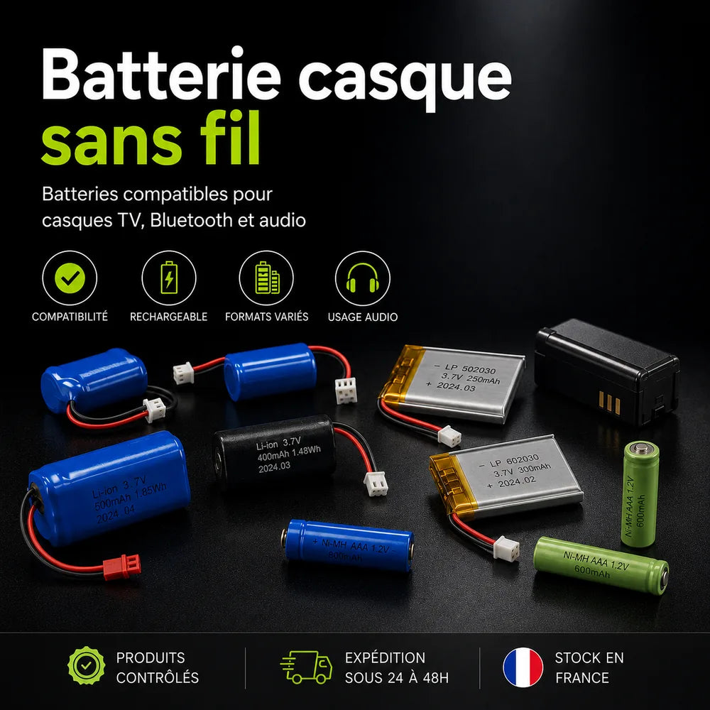 Batteries de remplacement pour casques sans fil TV Bluetooth et gaming
