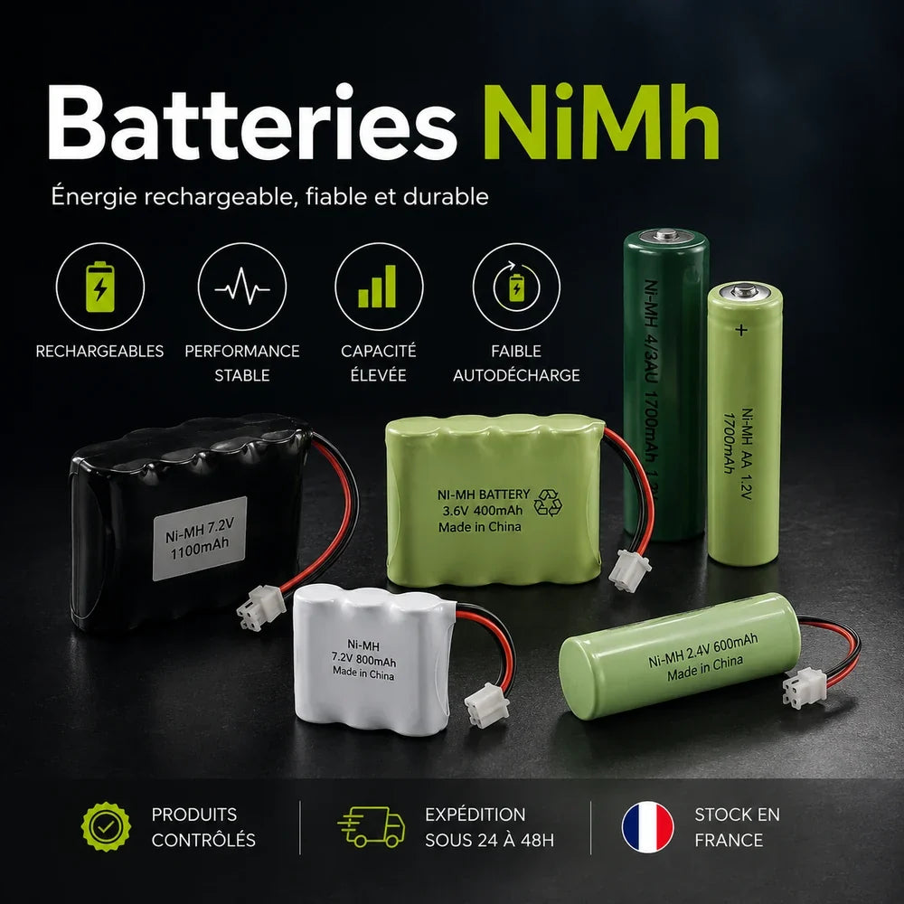Batteries NiMh rechargeables en différents formats pour appareils et assemblage de packs