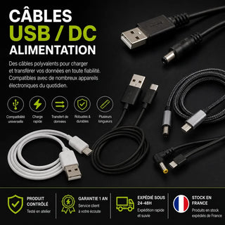 Câbles USB / DC Alimentation