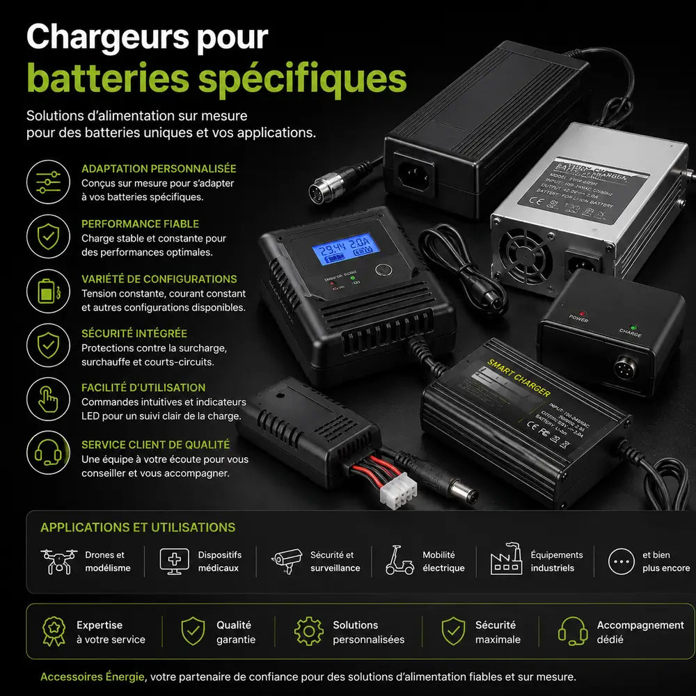 Chargeurs pour batteries spécifiques