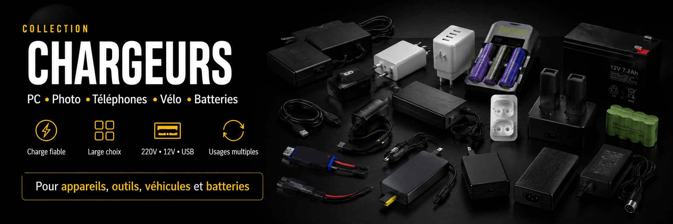 Chargeurs pour batteries et appareils électroniques