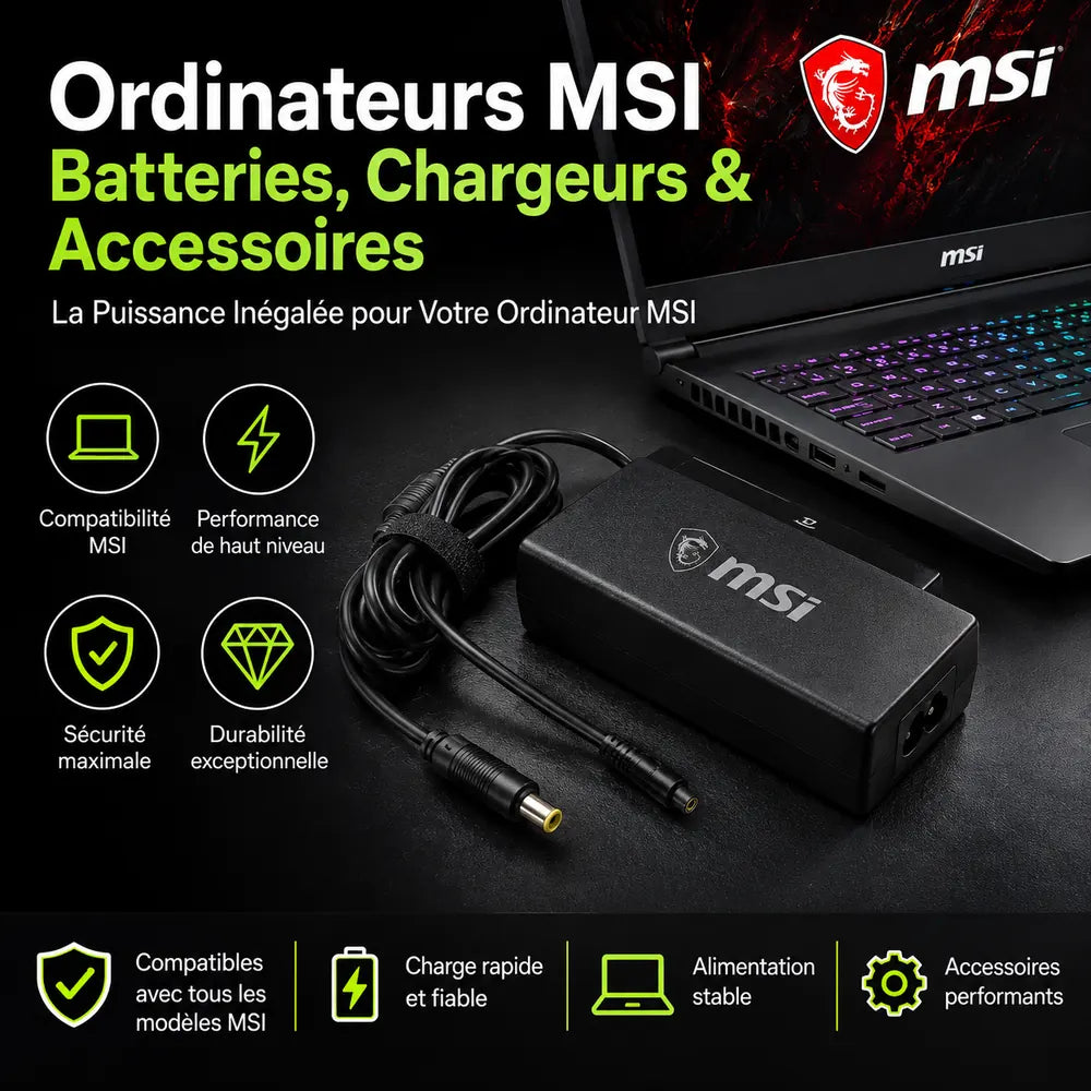 Ordinateurs MSI - Batteries, Chargeurs & Accessoires