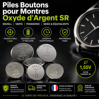 Piles Boutons pour Montres – Oxyde d’Argent SR | Maxell, Varta, Panasonic