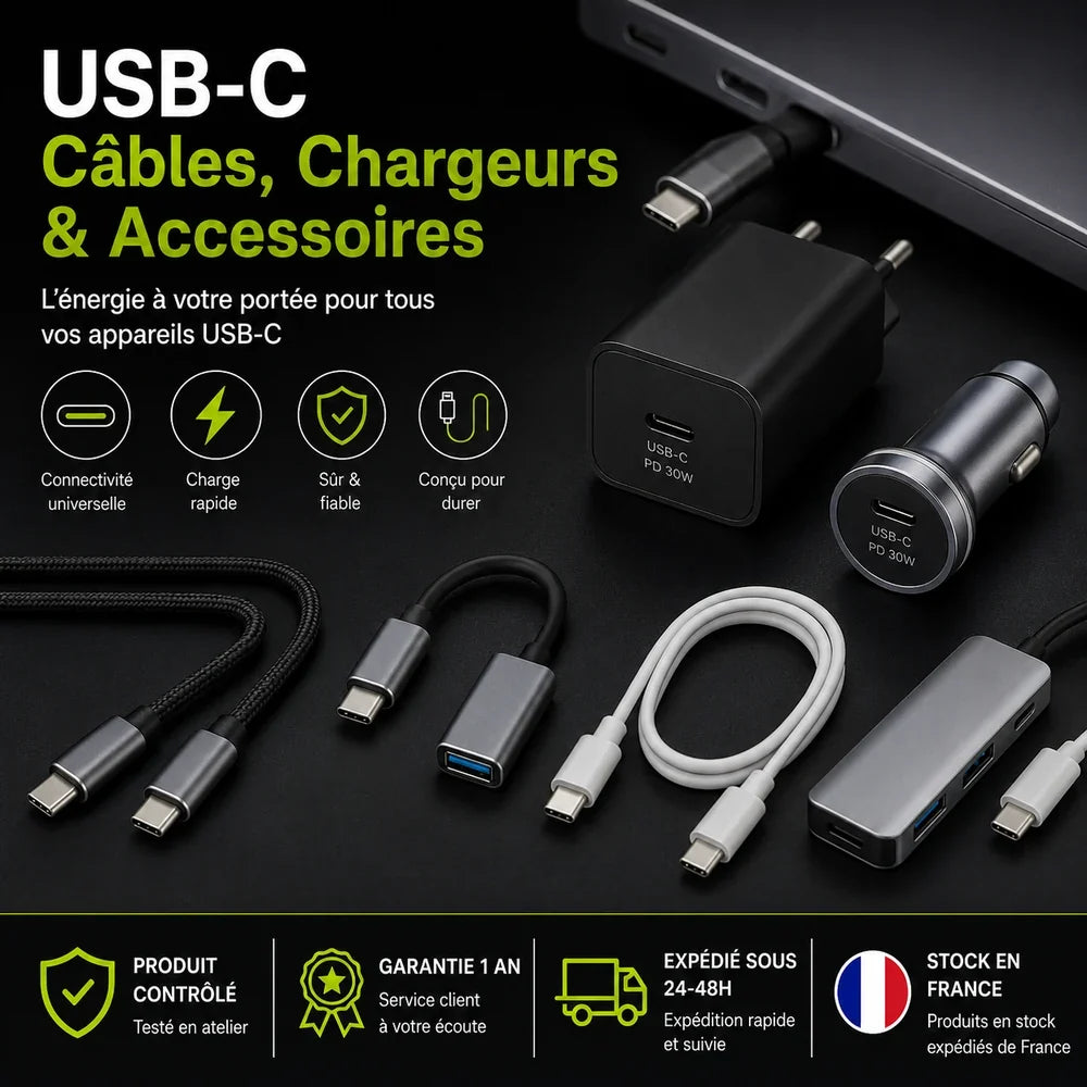 USB-C - Câbles, Chargeurs & Accessoires