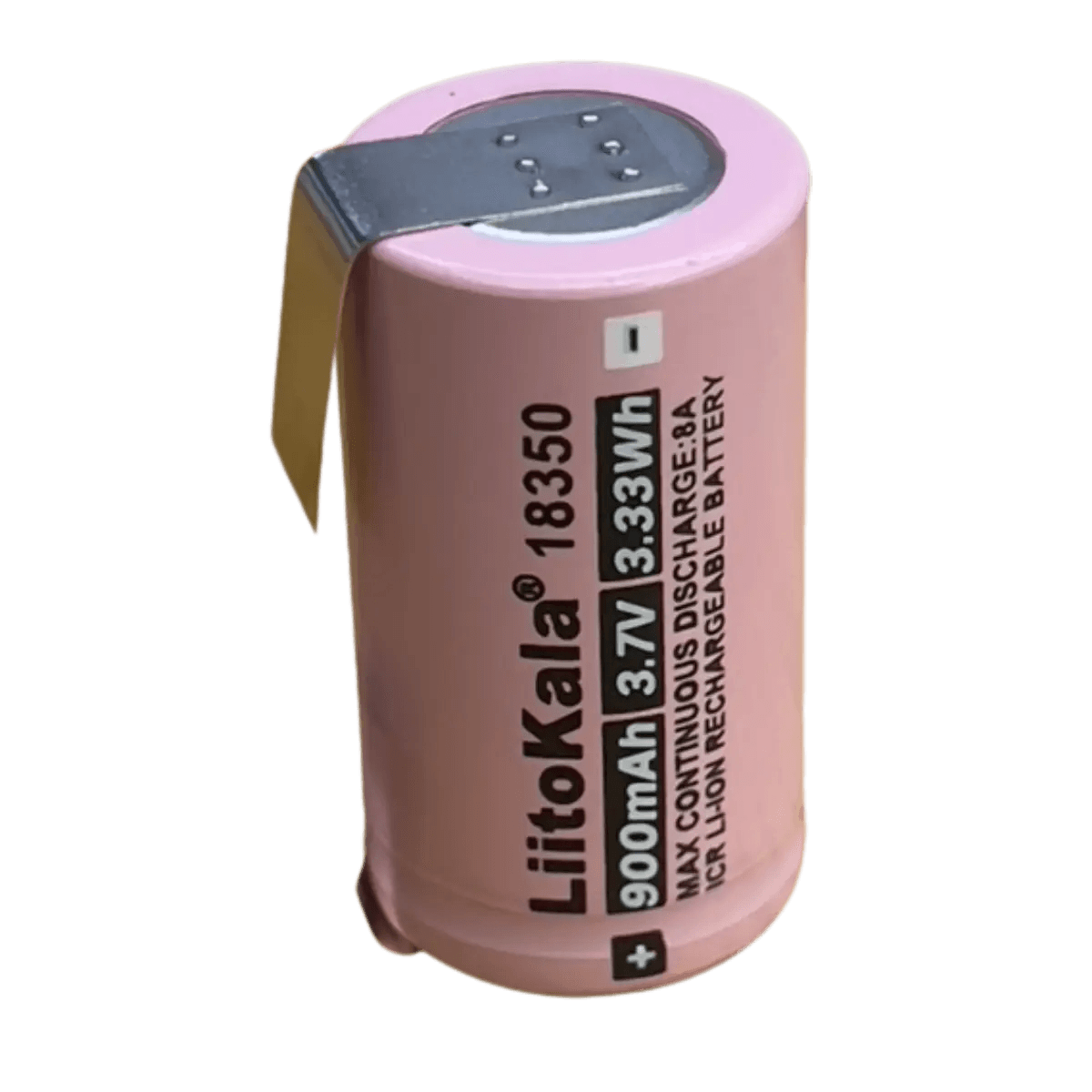 Batterie Lithium Rechargeable ICR 3.7v 18350 900mAh - 8A avec languettes