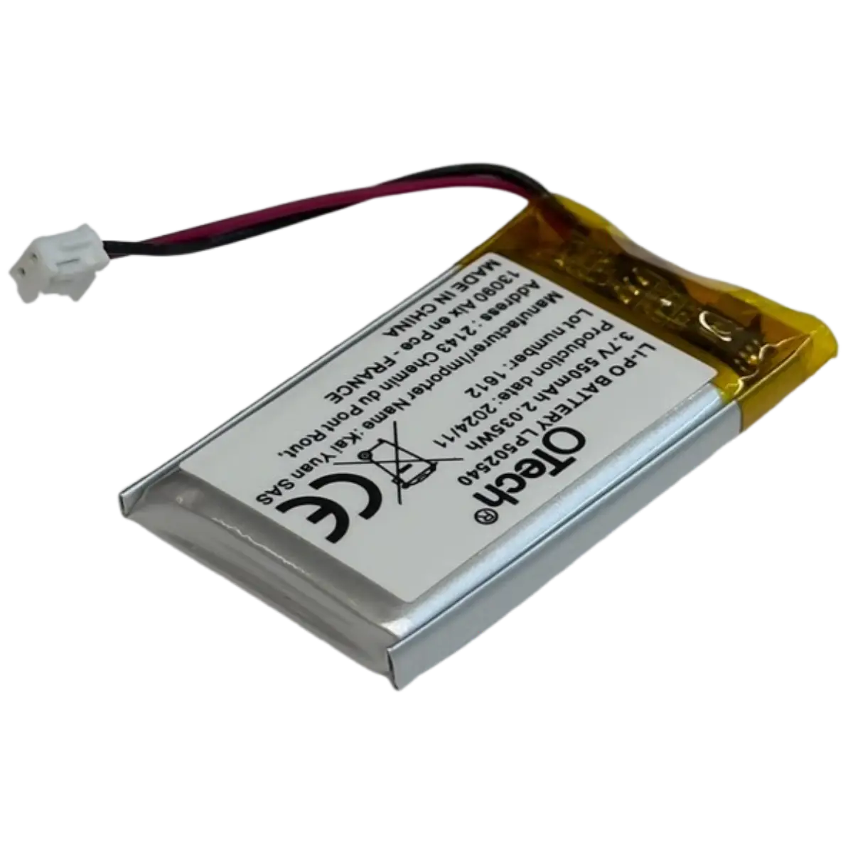 Batterie avec PCM Li-Po 3.7V 550mAh - 502542