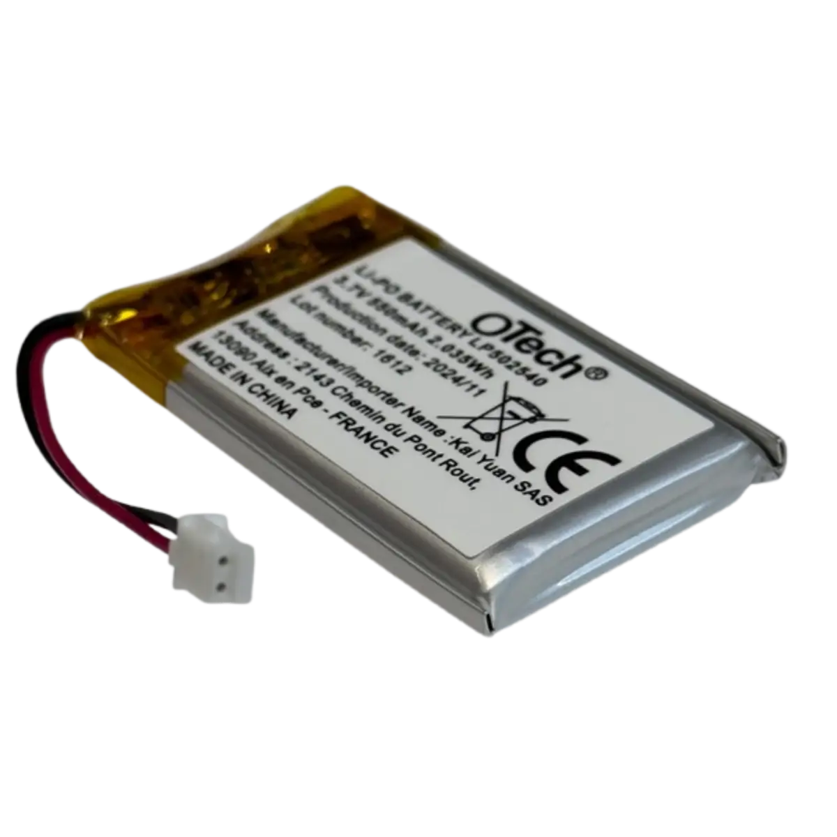 Batterie avec PCM Li-Po 3.7V 550mAh - 502542