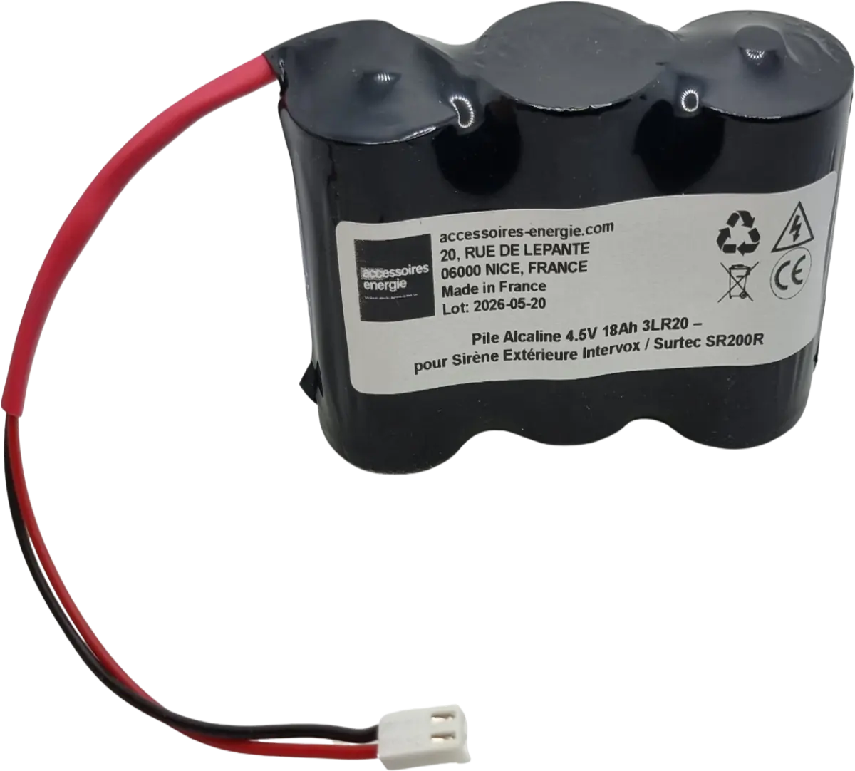 Pile Alcaline 4.5V 18Ah 3LR20 Intervox Surtec SR200R