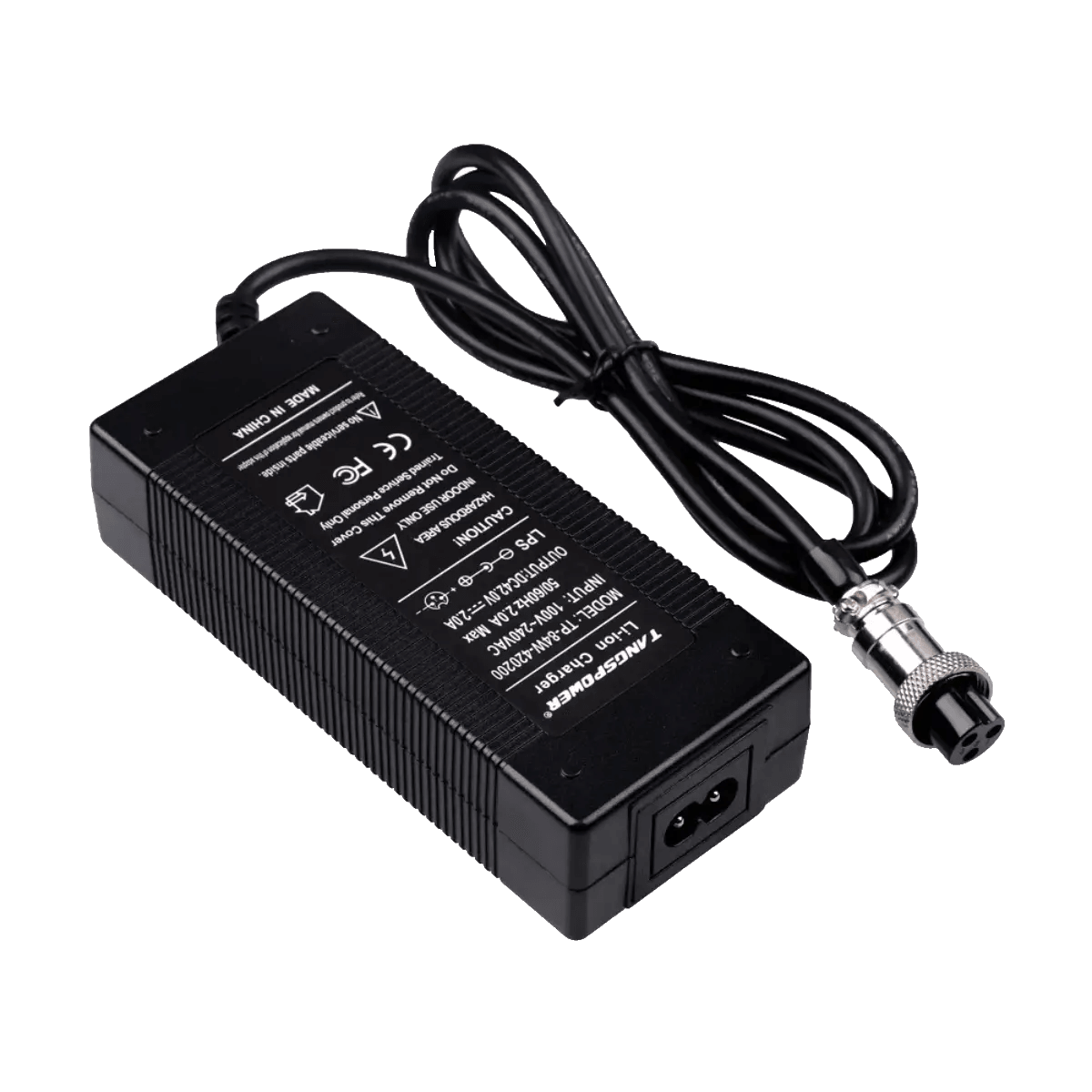 Chargeur de batterie au lithium 42V 2A avec connecteur 3P GX16 écrou