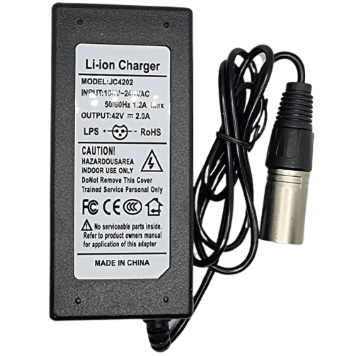 Chargeur lithium 42v 2A lithium Connecteur XLR 3 Points