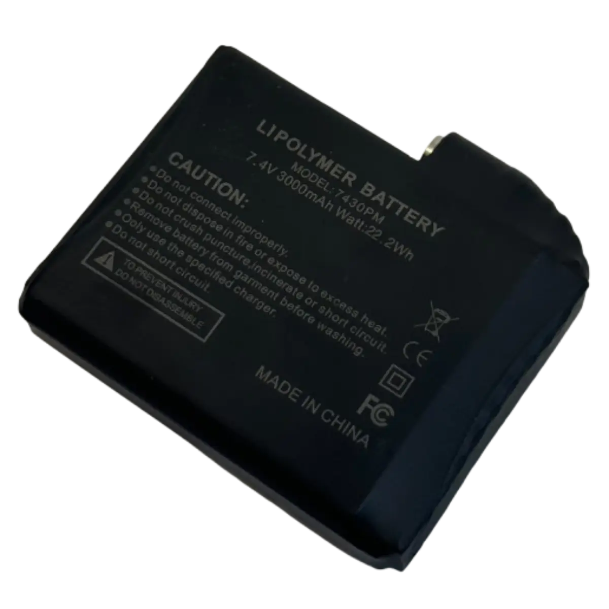 Batterie Li-Po 7.4V 3000mAh pour gants chauffants