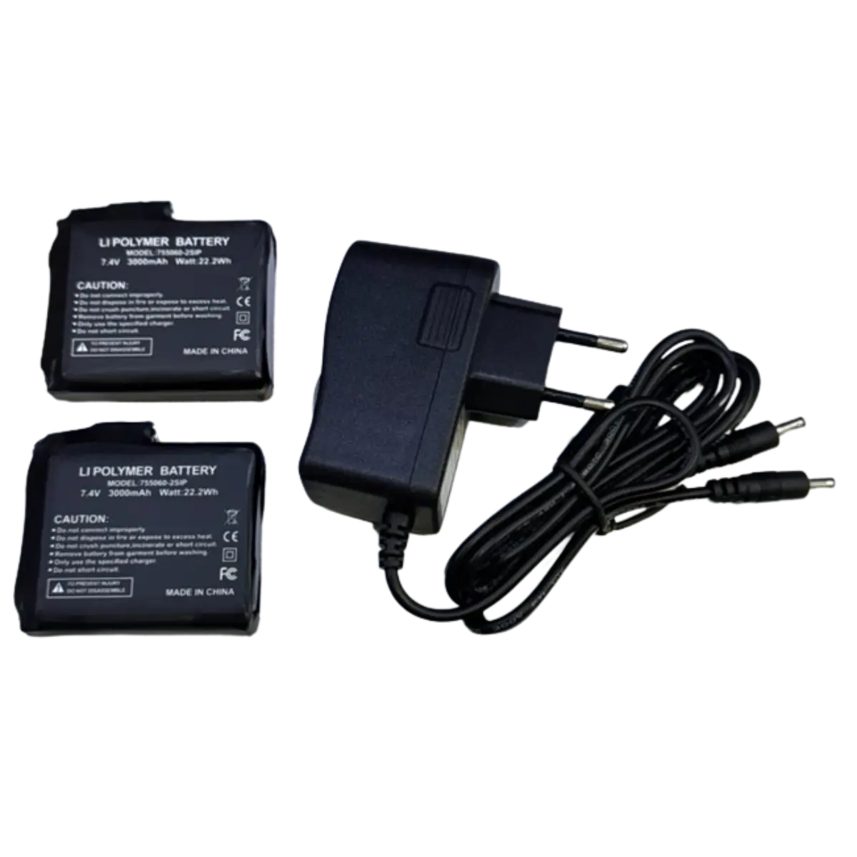 2 Batteries + chargeur gants chauffants -  Li-Po - 7.4V - 3000mAh