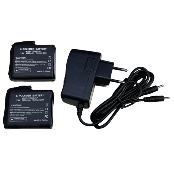 Lot De 2 Batteries Rechargeables 7,4V 3000mAh Li-Po - Pour Gants Chauffants Ski, Moto - Chargeur Double CC Compatible Clemas - 11