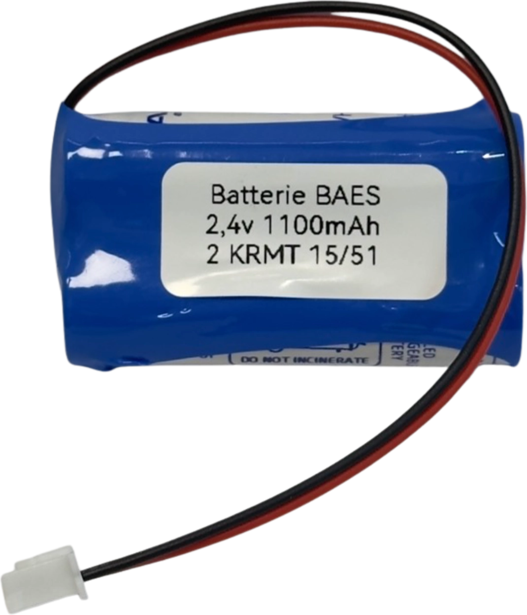 Batterie NiMh 2.4V 1.1Ah pour éclairage de secours BAES 2KRMT 15/51, AA800HT, HB00026TA