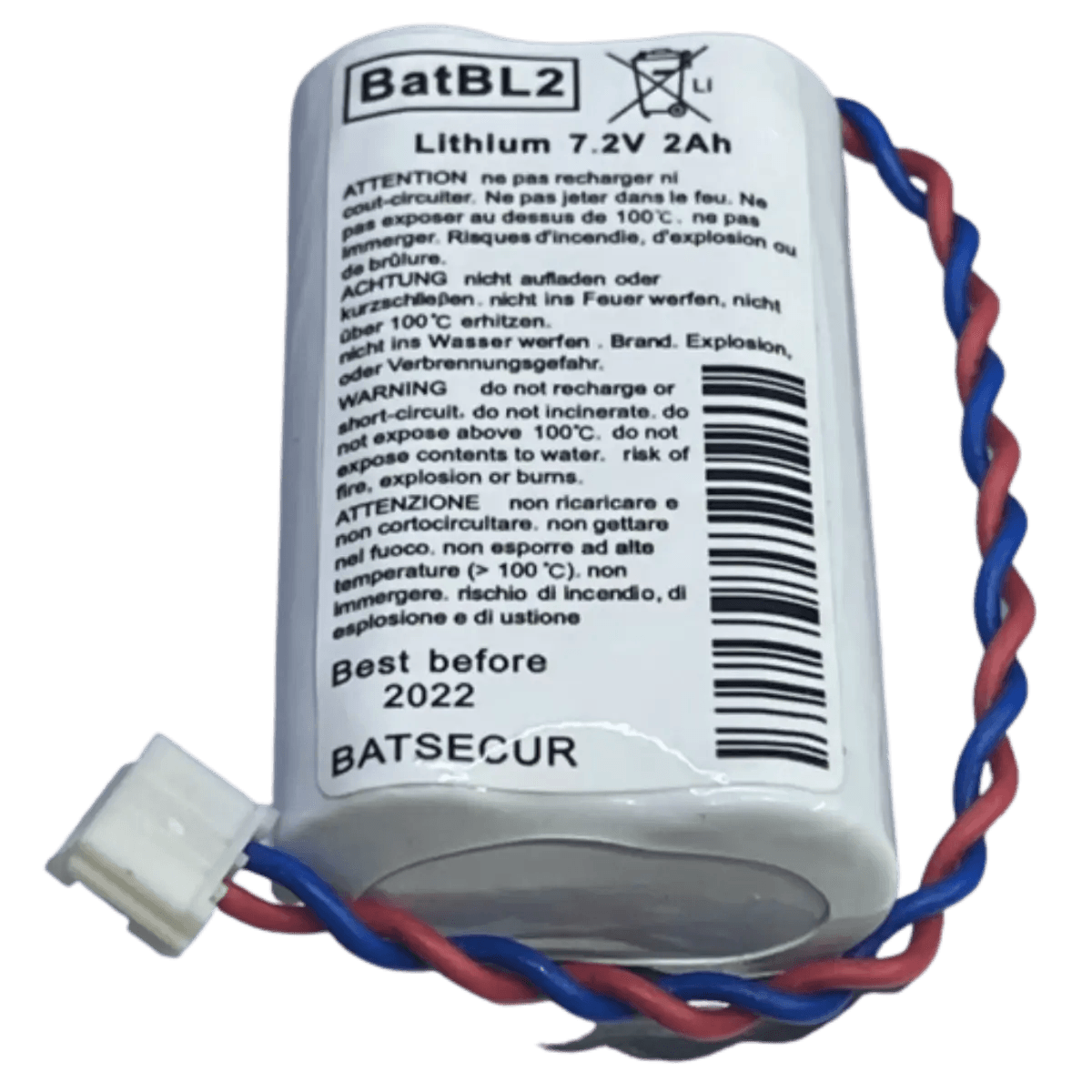 Pile pour alarme lithium BATBL2 7,2V 2Ah