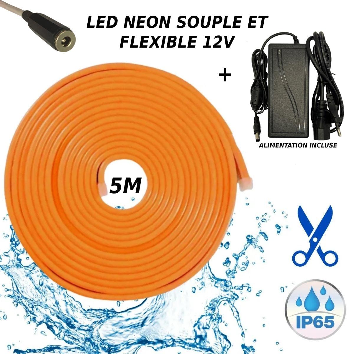 Bande LED néon flexible 12V Orange 5M Accessoires Energie