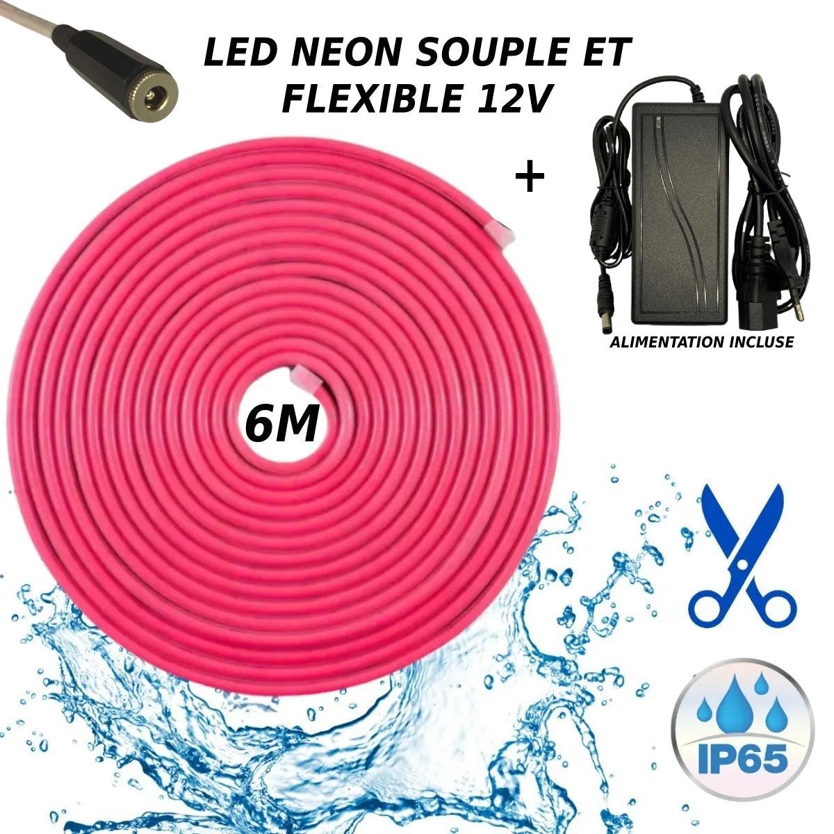 Bande LED néon flexible 12V Rose 6M Accessoires Energie