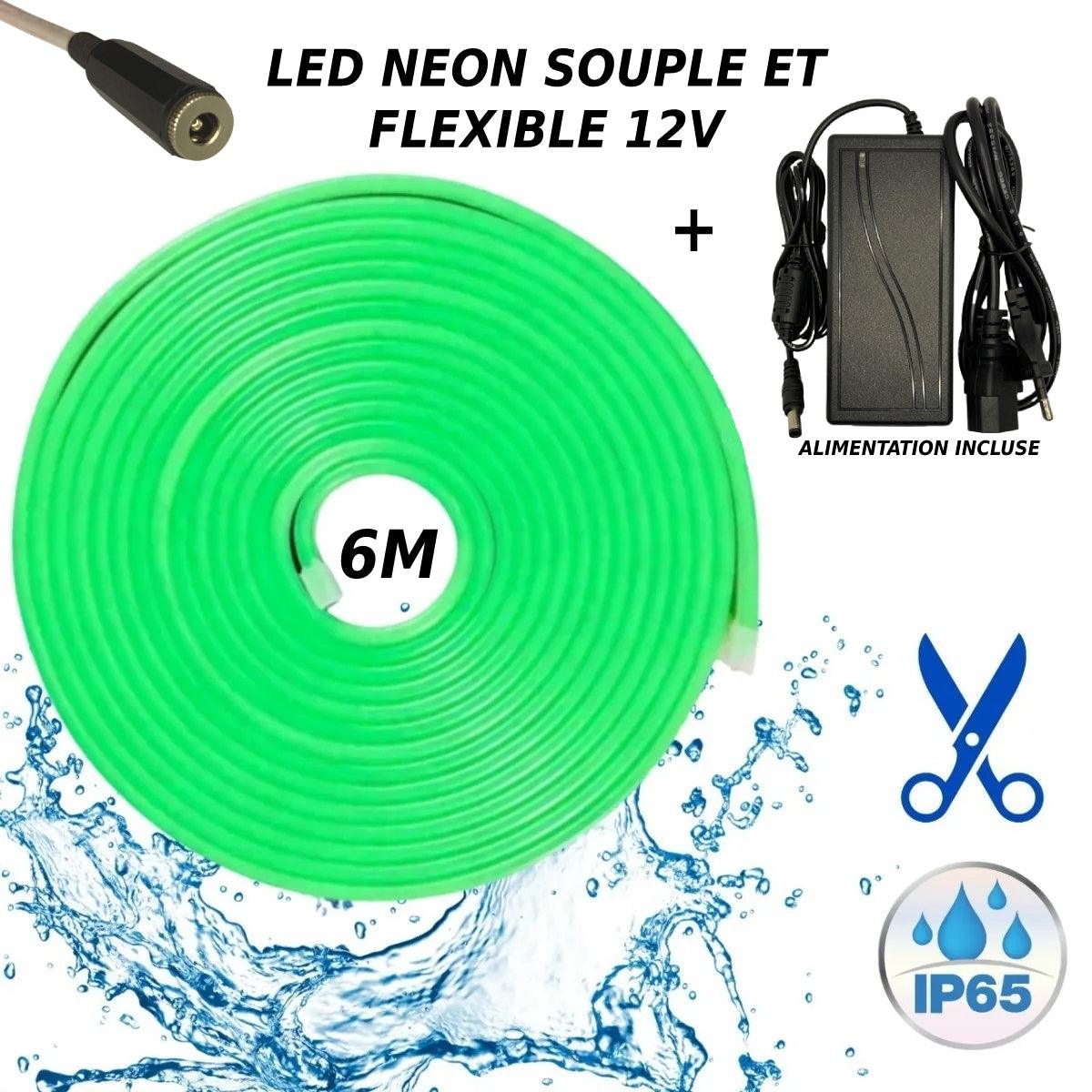 Bande LED néon flexible 12V Vert 6M Accessoires Energie