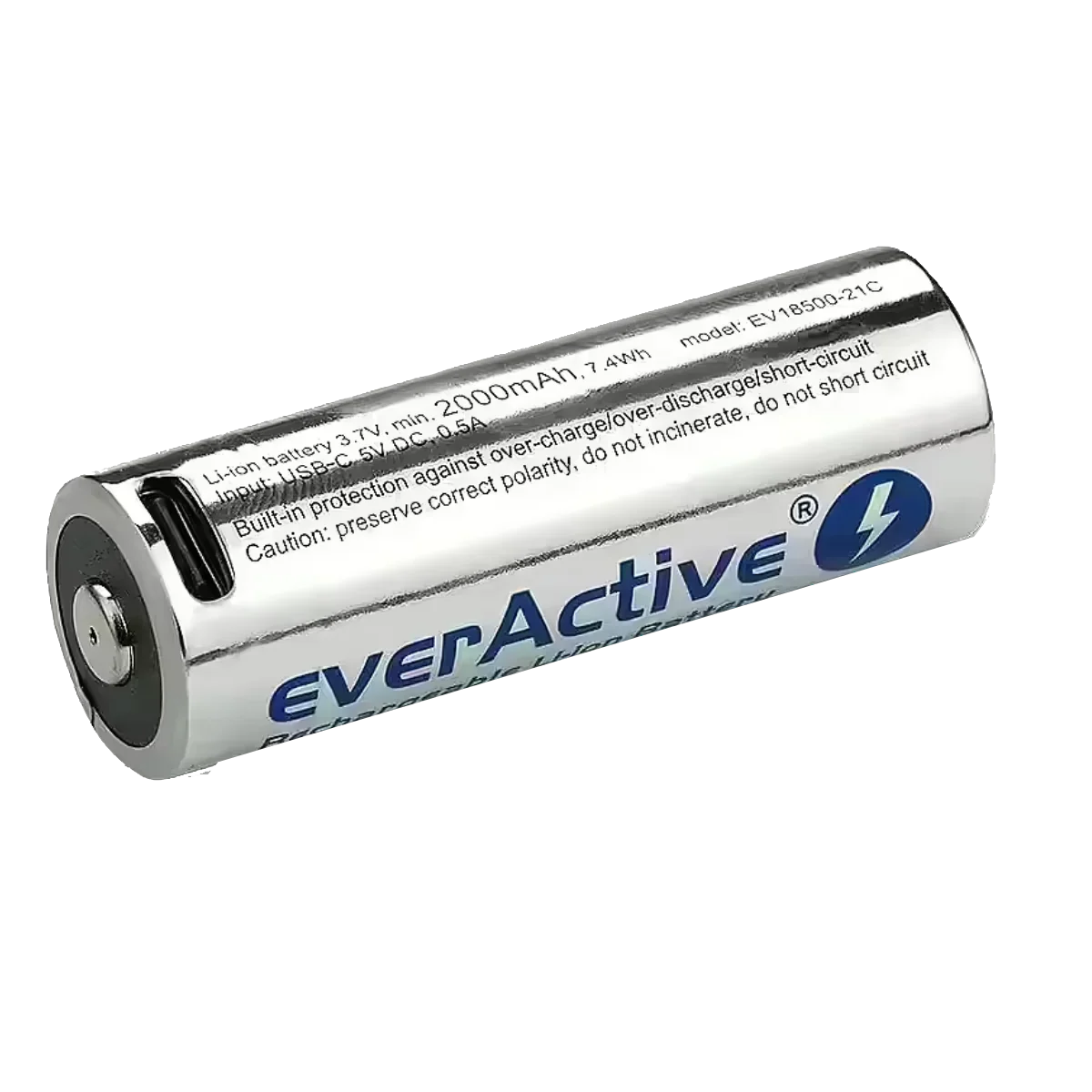 Accumulateur 18500 protégé Li-ion 3.7V 2000mAh everActive