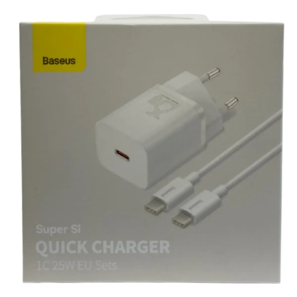 Chargeur 25W iPhone-android-smartphone- - USB-C avec câble - Blanc